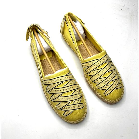 Tory Burch Tory Ribbon Espadrille Blonde Straw Dark Seaweed...